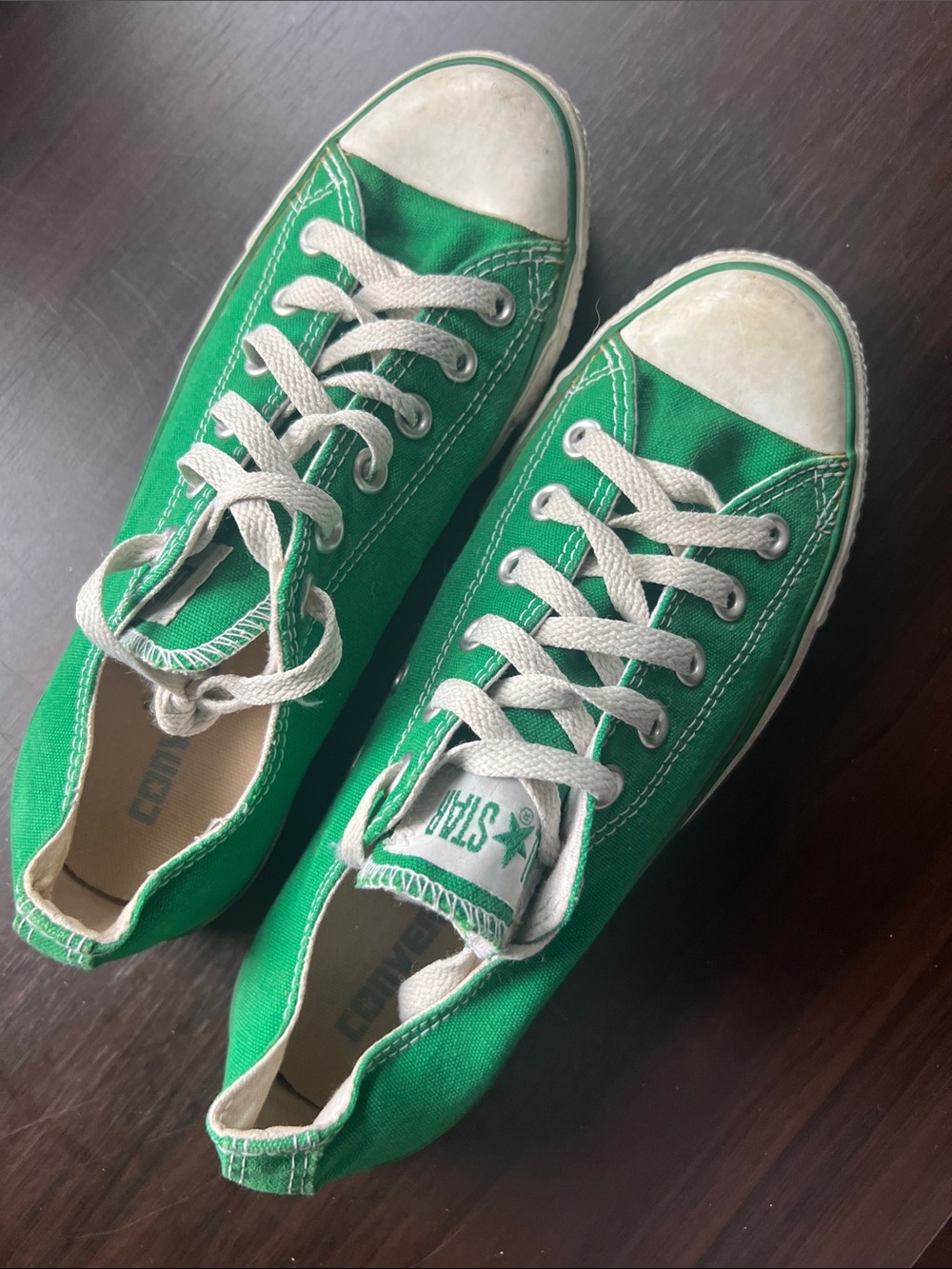 Converse Green Low-Top Canvas Sneakers with White Accents